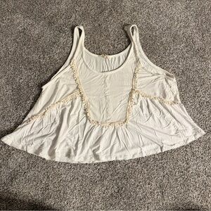 POL Cream Tank Top with Lace Detail